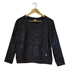 Soulgani Black Blue Foil Print Sweatshirt Pullover NWT Size Small